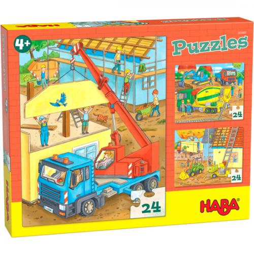 Haba puzzel [4 jaar +] Op de bouwplaats 3x 24 stukjes - 305469 - De Haba puzzelwinkel