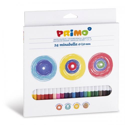 Zeshoekige Minabella kleurpotloden, in een kartonnen doos, 24 kleuren