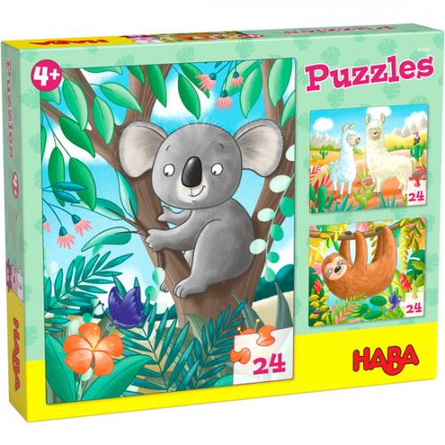 Haba puzzel [4 jaar +] Koala, Luipaard & Co. 3x 24 stukjes - 306480